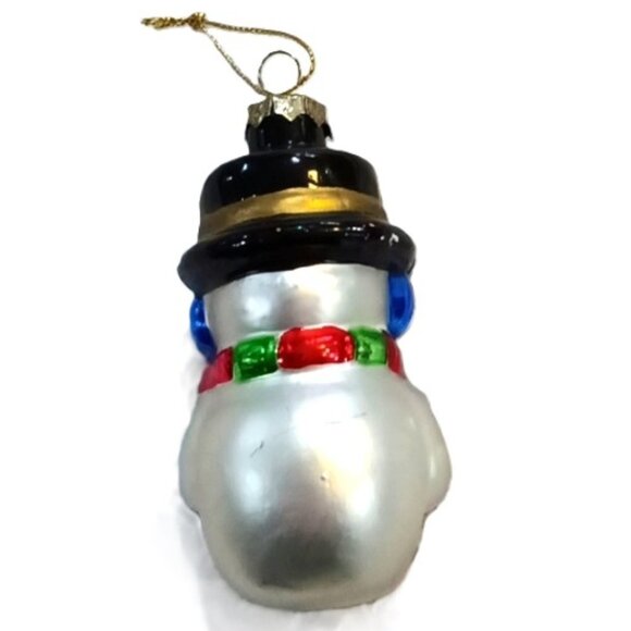 New In Box Holiday Collection Christmas Tree Glass Ornament Snowman Handpainted - Picture 5 of 7